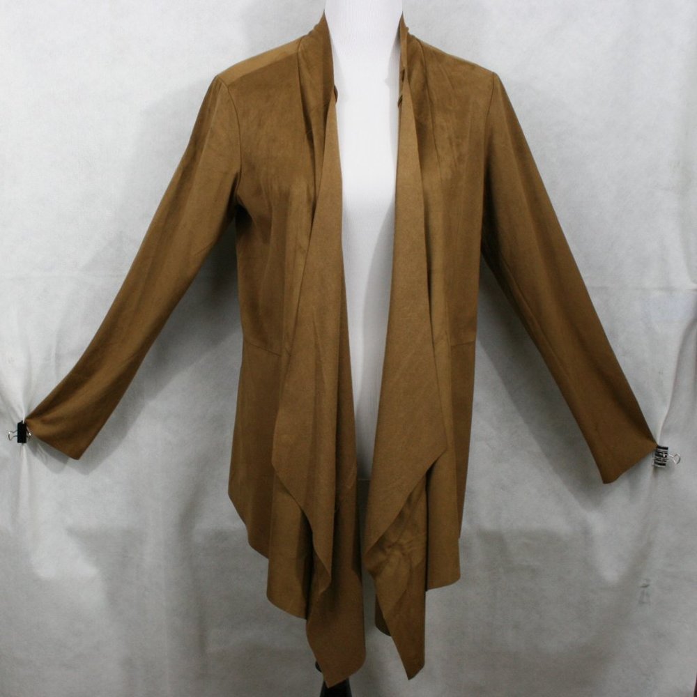 Dress Barn Lightweight Camel Faux Suede Jacket SZ M EUC - Picture 2 of 8